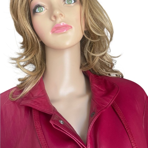 VTG Sibylle Lynn Made in Canada Soft Leather Oxblood Blazer/pants size 8 New! - Picture 11 of 16